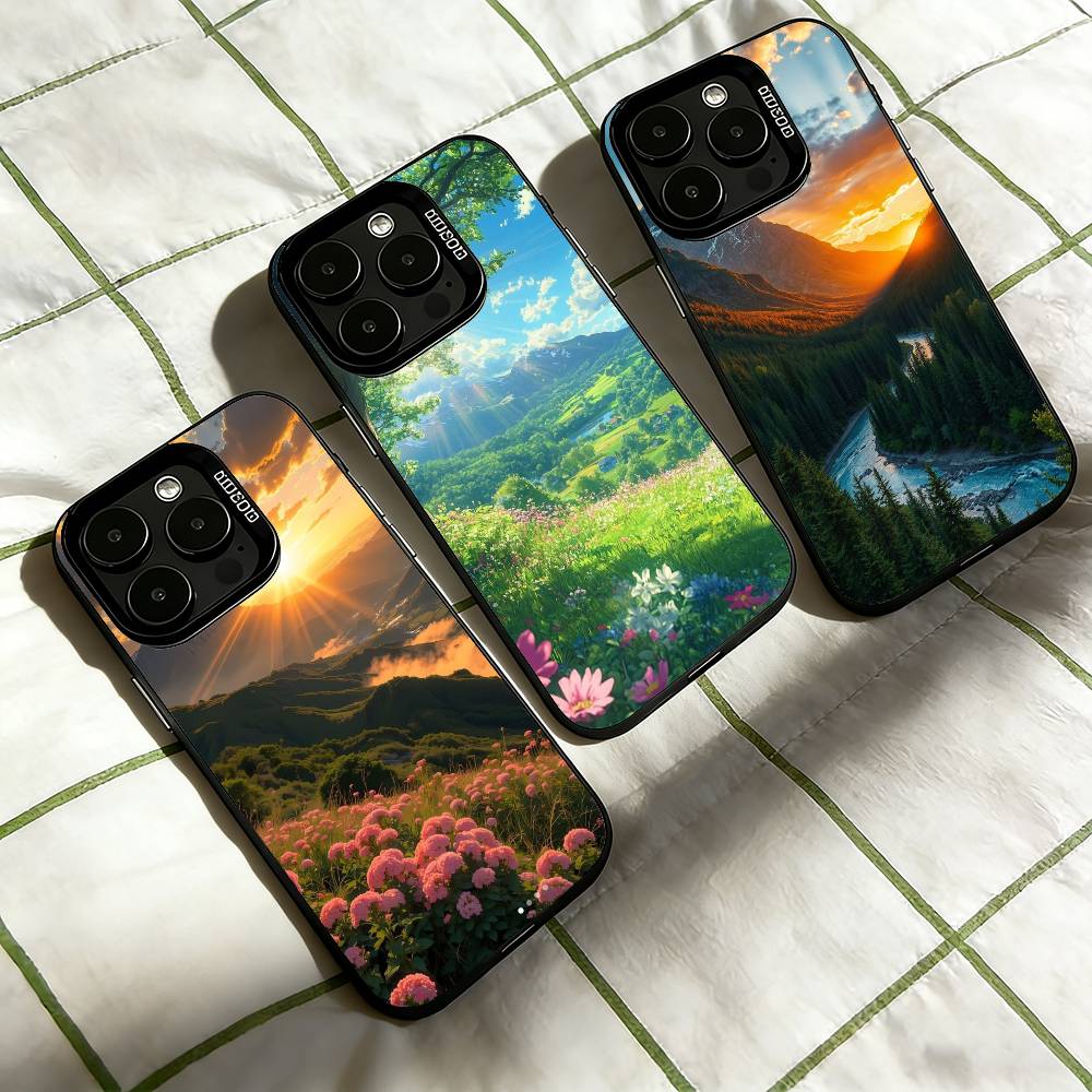 Чехол для телефона "Солнечный свет в горном лесу" для iPhone 17,16,15,14,13,12,11 Plus,Pro Max,XS, Цветной Серебристый Черный Чехол