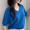 New ArriVals Open Run Women Solid V Neck Short sleeVe Knit