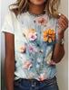 Beautiful Flower 3D Prints Women's T-Shirt Short Sleeve Tees Tops O-Neck Shirt Summer Casual Women's Clothing Apparel