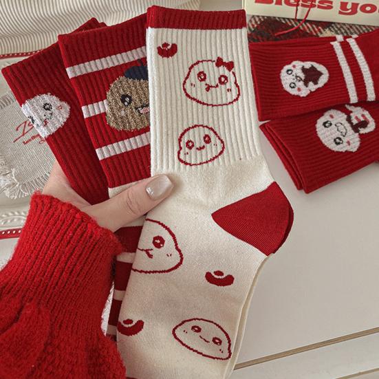 Красные носки с китайским новым годом, мультяшные носки с изображением знака зодиака «Змея», год удачи, теплые хлопковые носки для повседневной носки осень-зима