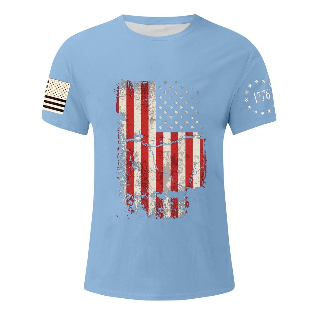 Мужская футболка с принтом ко Дню независимости, мужской свободный повседневный топ с короткими рукавами