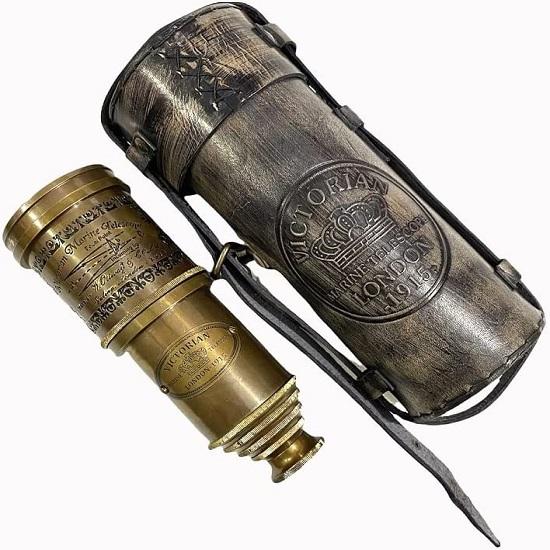 Victorian Nautical Marine 18" Brass Telescope-with Leather Cover-Spyglass Replica