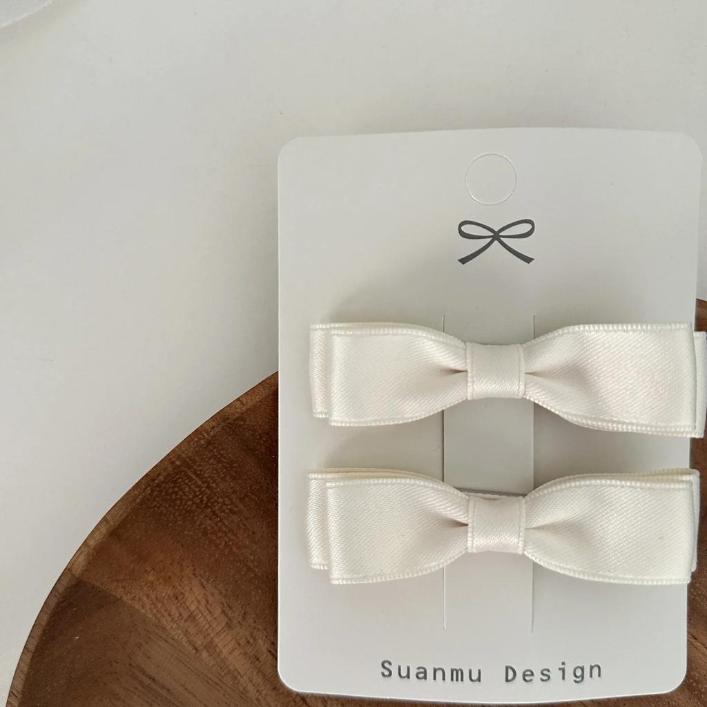 2 шт./комплект, детская корейская мода, принцесса, бант, заколка для волос, простые, белого и черного цвета, заколки для детей, милый головной убор с зажимом BB