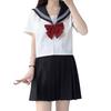 JK Cosplay Set Sailor Uniform High School Girl Costume [Cedar Eight] 3-Piece (Short Sleeves, L)