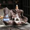 1pc, The Buddha Ceramic Handicrafts Lotus for Home Ornaments Backflow Incense Burner Handmade Purple Clay Holder Without Incense