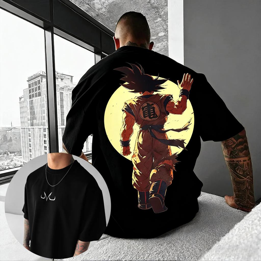 Новая аниме-футболка Dragon Ball с изображением Гоку, с круглым вырезом, с короткими рукавами, 2026, Bandai, летняя, мужская, спортивная, свободная и дышащая, хлопковая
