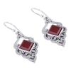 Vintage Hook Chic Engagement Wedding Jewelry Red Agate Earrings Ruby Ear Stud Dangle  Gemstone
