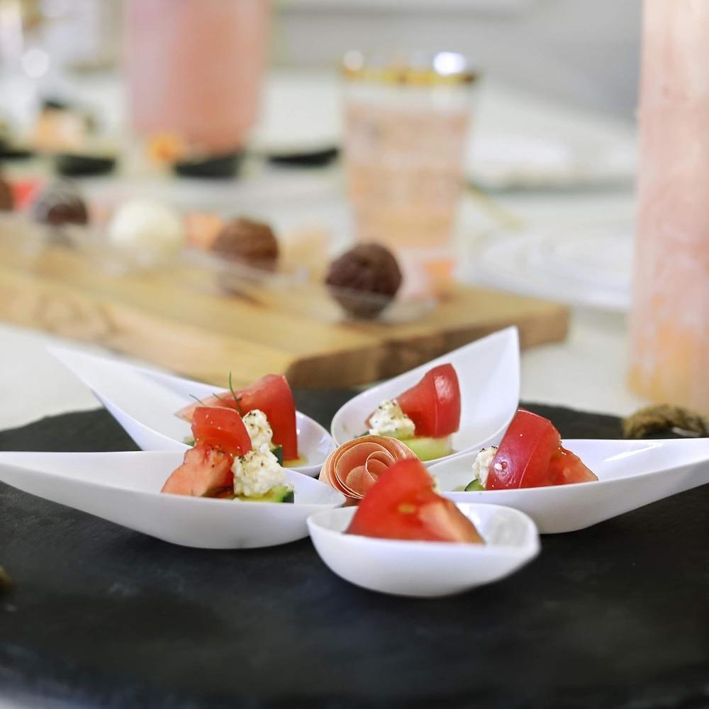 50Pcs Tear Drop Tasting Spoons Plates Reusable Ice Cream Cup for Catering Party Supplies