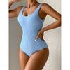 Summer Fashion Solid Color Fluorescent Pleated Fabric Wave Strip One-piece Swimsuit Beach Vacation Women's Swimsuit