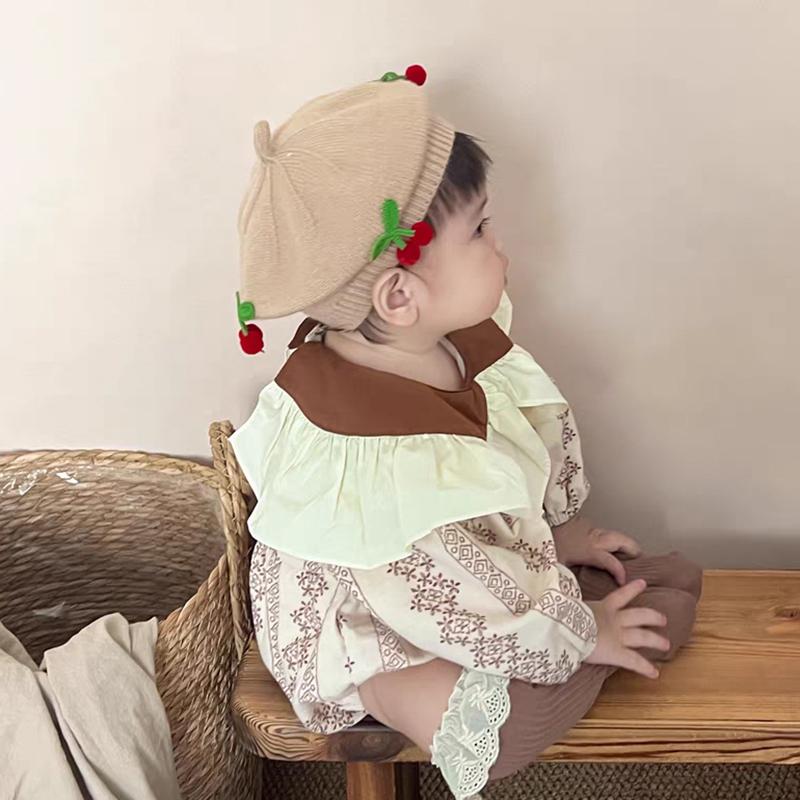Babies' Knitted Hat Children Girls Beret Cute Cherries Decoration Hats