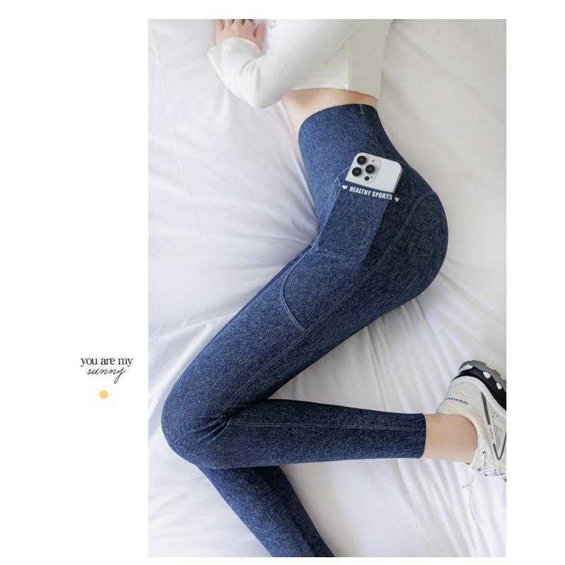 Women S High Waist Pockets Slim Hip Lifting 9 10 Length Shark Yoga Pants