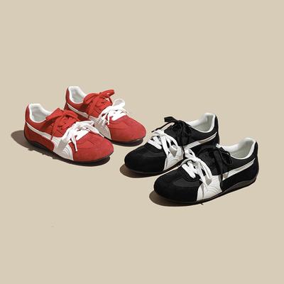 Кожа Анкара красный повседневный новый ретро шнуровка сочетание цветов кожаная повседневная женская обувь