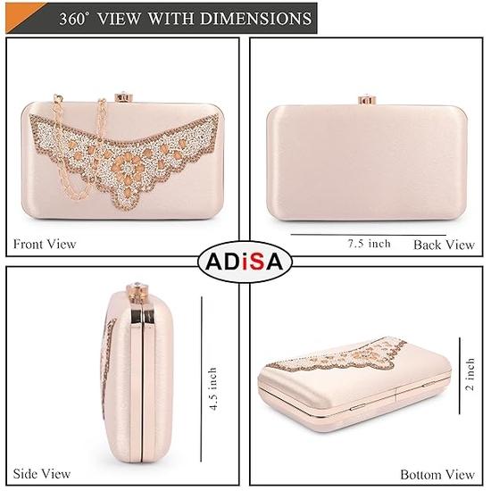 ADISA Клатч для торжественных мероприятий с ручкой из жемчуга и золотой цепочкой для женщин и девочек