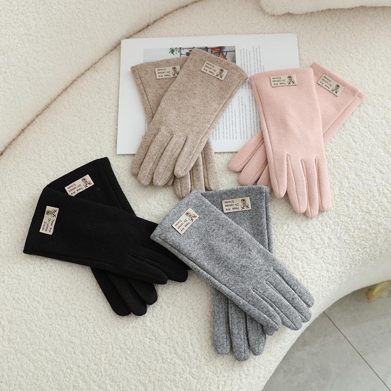 Women'S German Velvet Gloves Windproof And Warm Touch Screen Gloves Driving And Riding Touch Screen Warm Students Thickened And Velvet