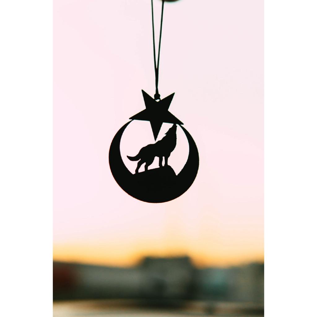 Автомобильный орнамент, металлическая луна, звезда, серый волк, зеркало заднего вида, орнамент, сувенир, автоаксессуар