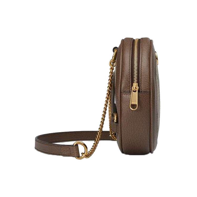 Gucci Ophidia Полоска с логотипом Канва и кожа Круглая сумка Рюкзак Мини Женский рюкзак Эбеновый Коричневый 598661-96IWG-8745