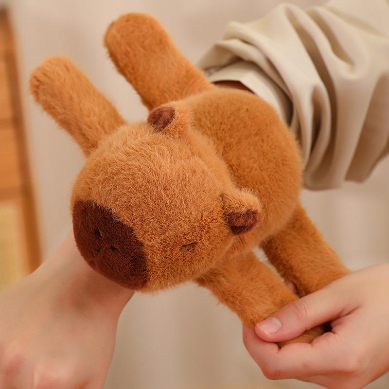 Cute Stuffed Animal Capybara Wristband Plush Doll Playthings Soft Wrist Band Water Dolphin Doll Wrist Snap Ring Plush Entertaining Pop Circle
