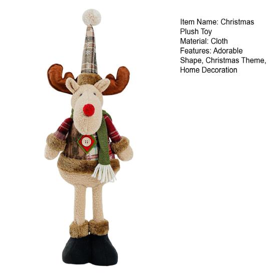 Рождественская плюшевая игрушка с выдвижными ногами, ручной работы, олень, снеговик, Санта Клаус, плюшевая кукла, рождественское украшение для праздничной вечеринки