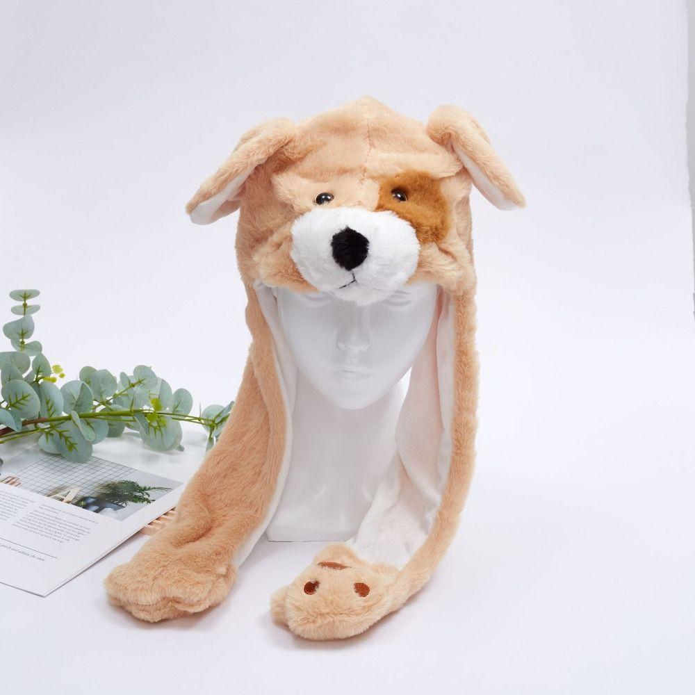 Шапка в форме животного для прыжков, панда, тигр, обезьяна, плюшевая шапка, игрушки, забавная шапка с подвижными ушками, забавные игрушки