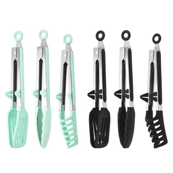 3 шт. щипцы для еды, прочные, удобные, термостойкие кухонные щипцы из нержавеющей стали с силиконовыми насадками для дома