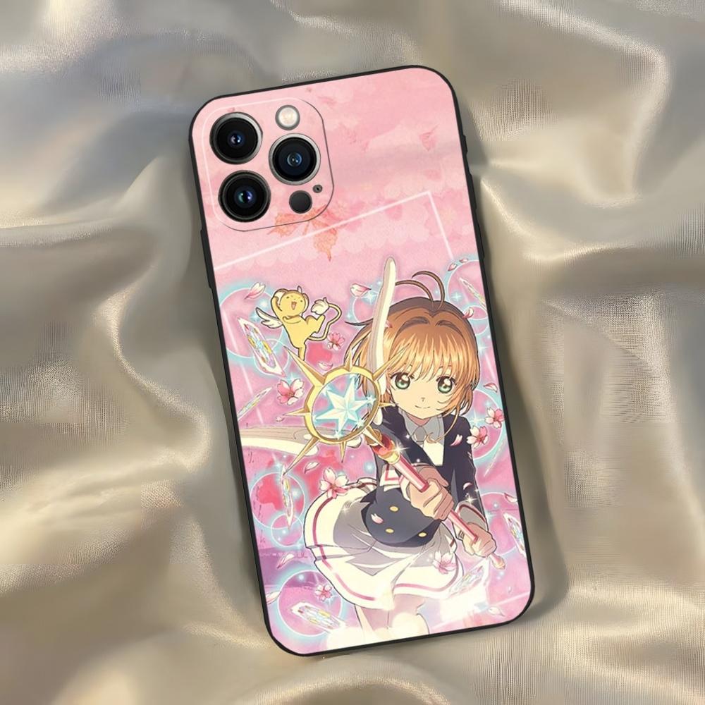 Чехол для телефона Card Captor Sakura из аниме для iPhone 16 15 14 13 12 11 Pro Max Xr X Xs Mini 8 Plus SE 2022 Черный Мягкий Силиконовый Чехол