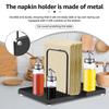 Metal Napkin Holder Standing Napkin Dispenser with Salt Pepper Shakers Caddy Paper Napkin Storage for Kitchen Dining Table Decor