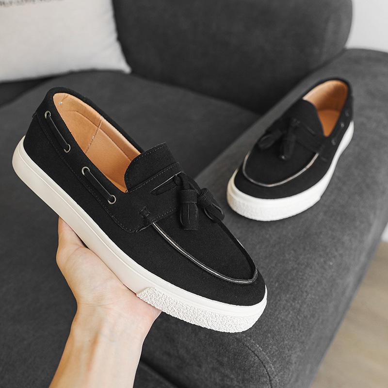 Мода 2025 Мужские плоские лоферы Матовая замша Плоская обувь Удобные Нескользящие Трендовые Модные Лоферы Легкая Уличная Повседневная Обувь