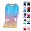 Women's Fashionable Printed Round Neck Long Sleeved Plush Warm Pullover Top