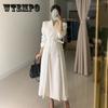 Spring French Waist Slimming Drape Mid-length Retro Hepburn Style Suit Dress Children