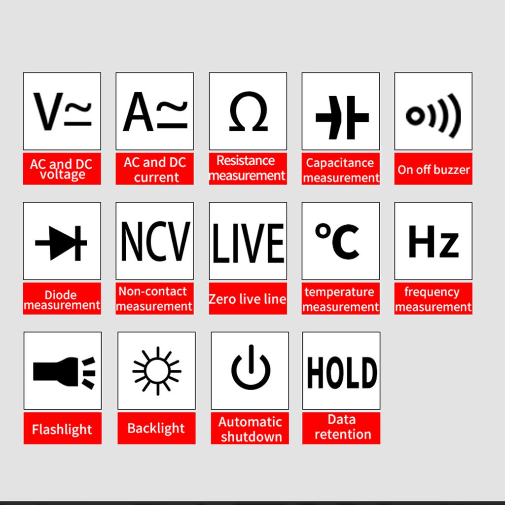 SK213 Digital Clamp Meter Multimeter 6000 Counts AC DC Current Voltage Resistance, Capacitance, Temp, NCV, Diodes,