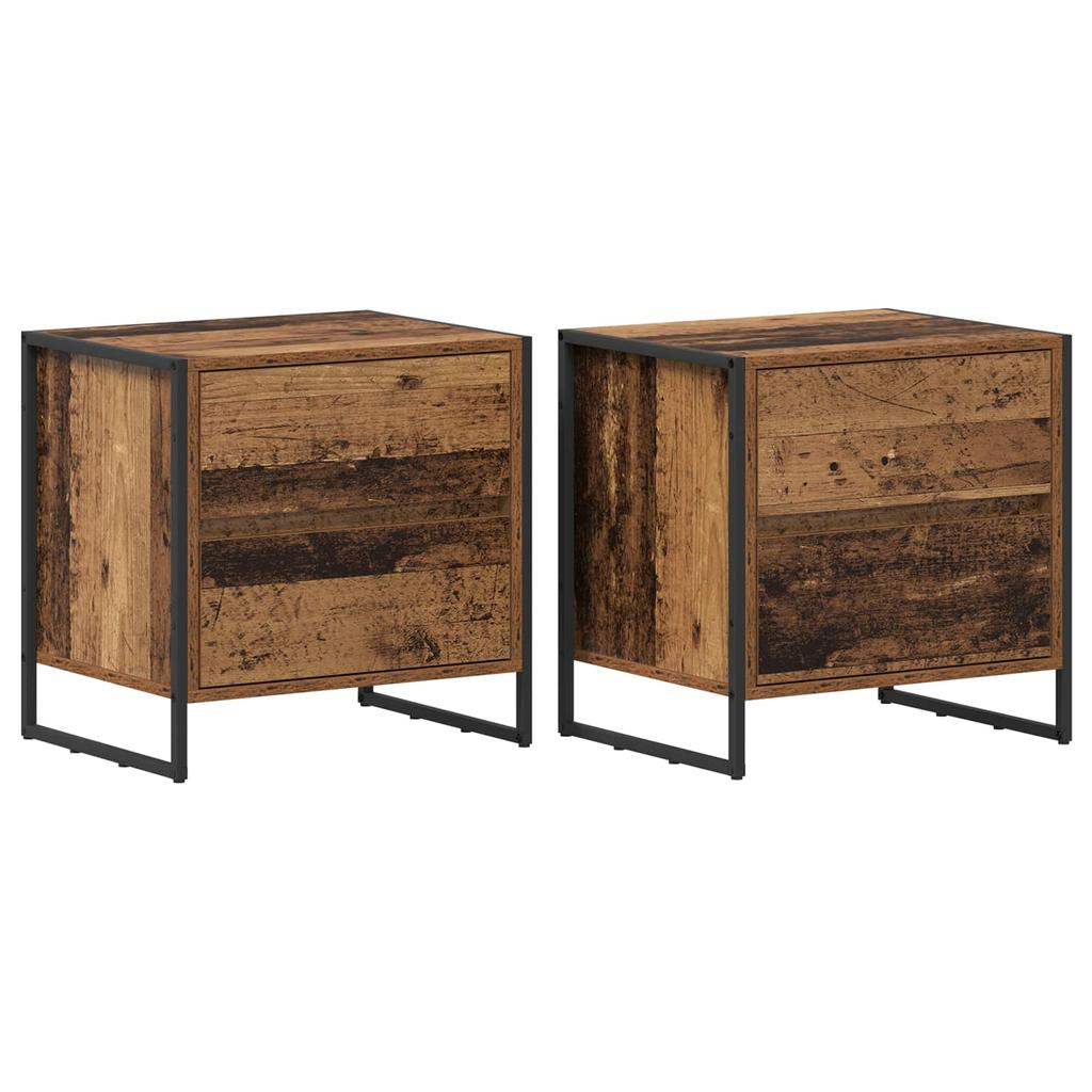 Nightstand Set of 2 Reclaimed Wood Look 50 x 39.5 x 50 cm Engineered Wood