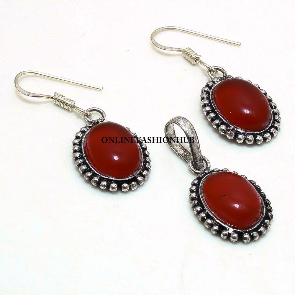 Серьги-подвески из стерлингового серебра 925 пробы с красным яшмовым камнем PES-S62