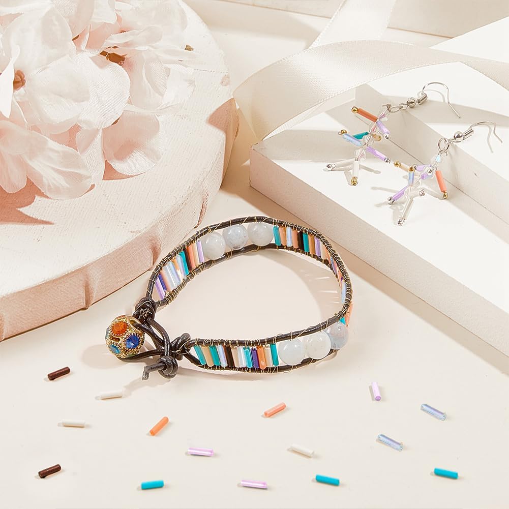 PH PandaHall 5500 шт 10 цветов 6 мм стеклярус, длинные трубчатые бусины, маленькие стеклянные бусины-бисер, бусины для рукоделия для бисероплетения, серег, браслетов, ожерелий, ювелирных изделий