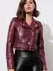 Soft Burgundy Women Lambskin Handmade Motorcycle Genuine Real Leather Jacket