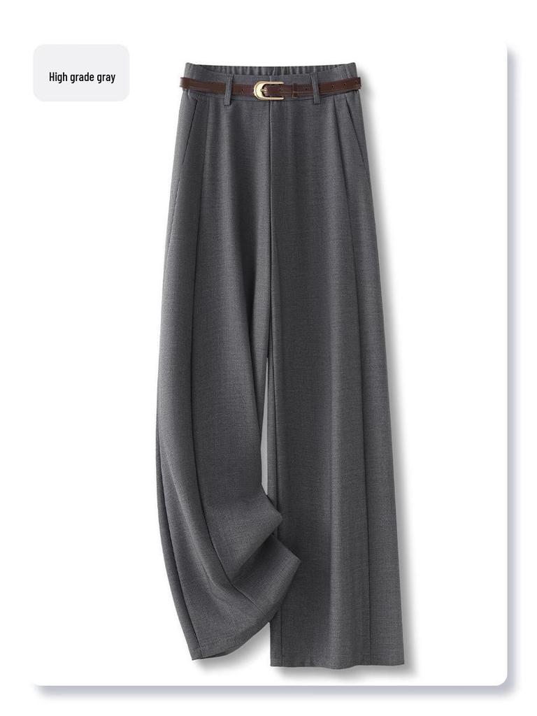 Бежевые женские брюки палаццо с высокой посадкой и драпировкой - Коллекция весна/лето 2025