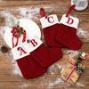 Haobei Red Knitted Christmas Stocking Ornament with Embroidered Lettering