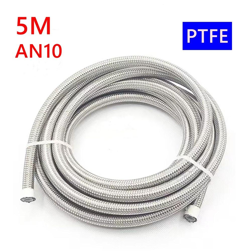 5M PTFE Universal Racing Hose AN4-AN12 Stainless Steel Braided Brake Hose Fuel Oil Line Oil Cooler Car Hose Pipe Black Silver