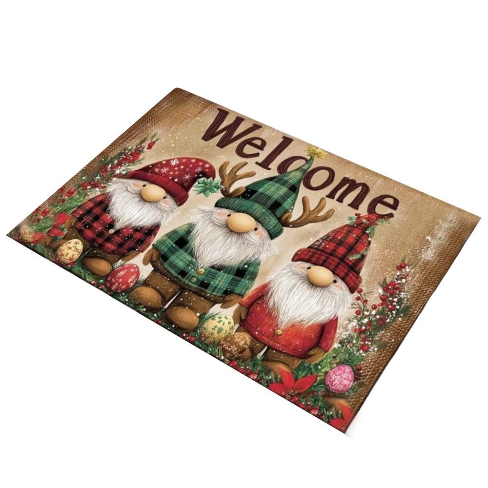 Anti Slip Christmas Carpet Non-Slip Durable Cartoon Bathroom Mat Retro Absorbent Santa Claus Elk Door Mat Home Decoration