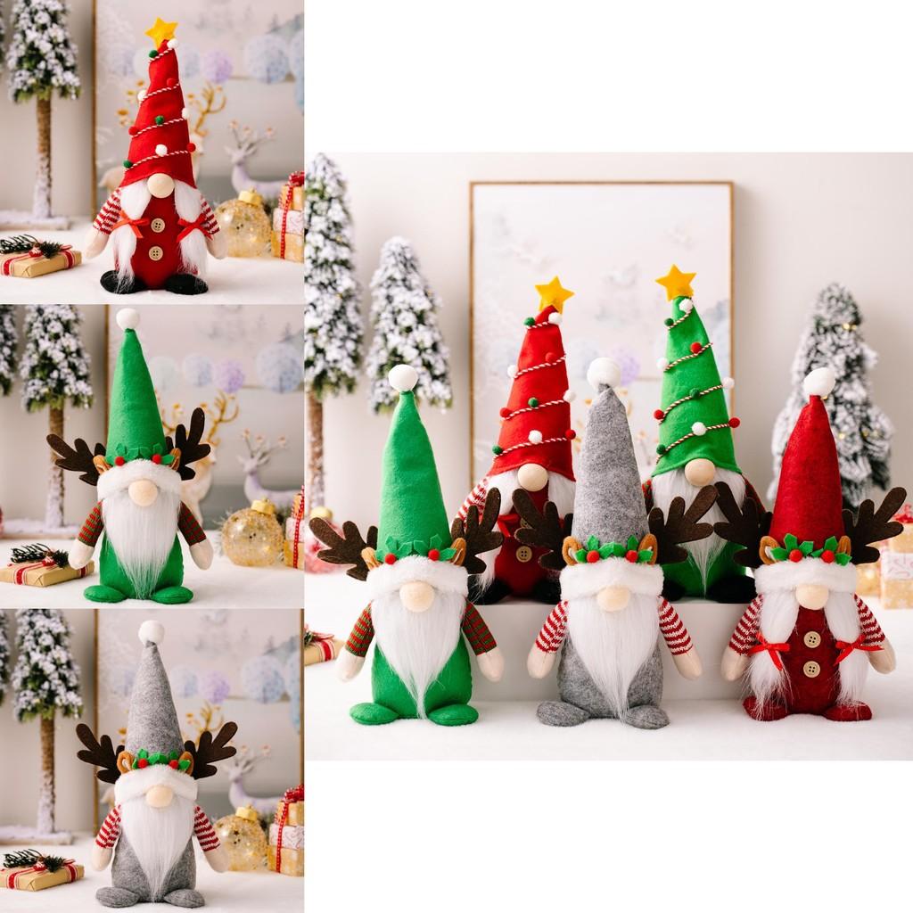 Очаровательное рождественское украшение: плюшевый гном с рогами и разноцветными шапками для праздничного настроения
