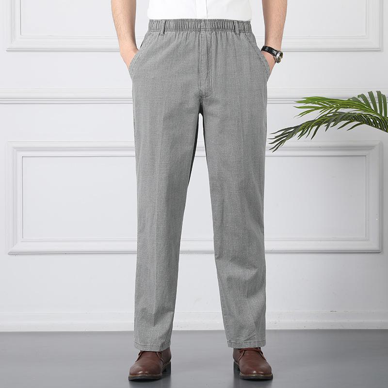 Большие размеры осень-лето повседневные брюки из натурального хлопка и льна с высокой талией большого размера льняные дышащие свободные мужские брюки
