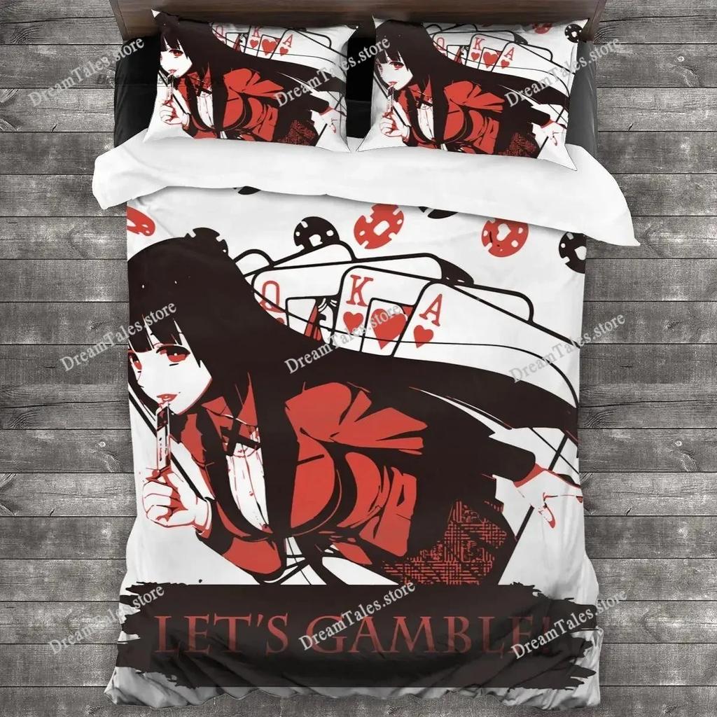 Kakegurui Yumeko Комплект постельного белья Односпальный Двуспальный Полный Queen King Размер Комплект постельного белья Взрослый Детская Спальня Комплекты пододеяльников Печать Люкс Пододеяльник