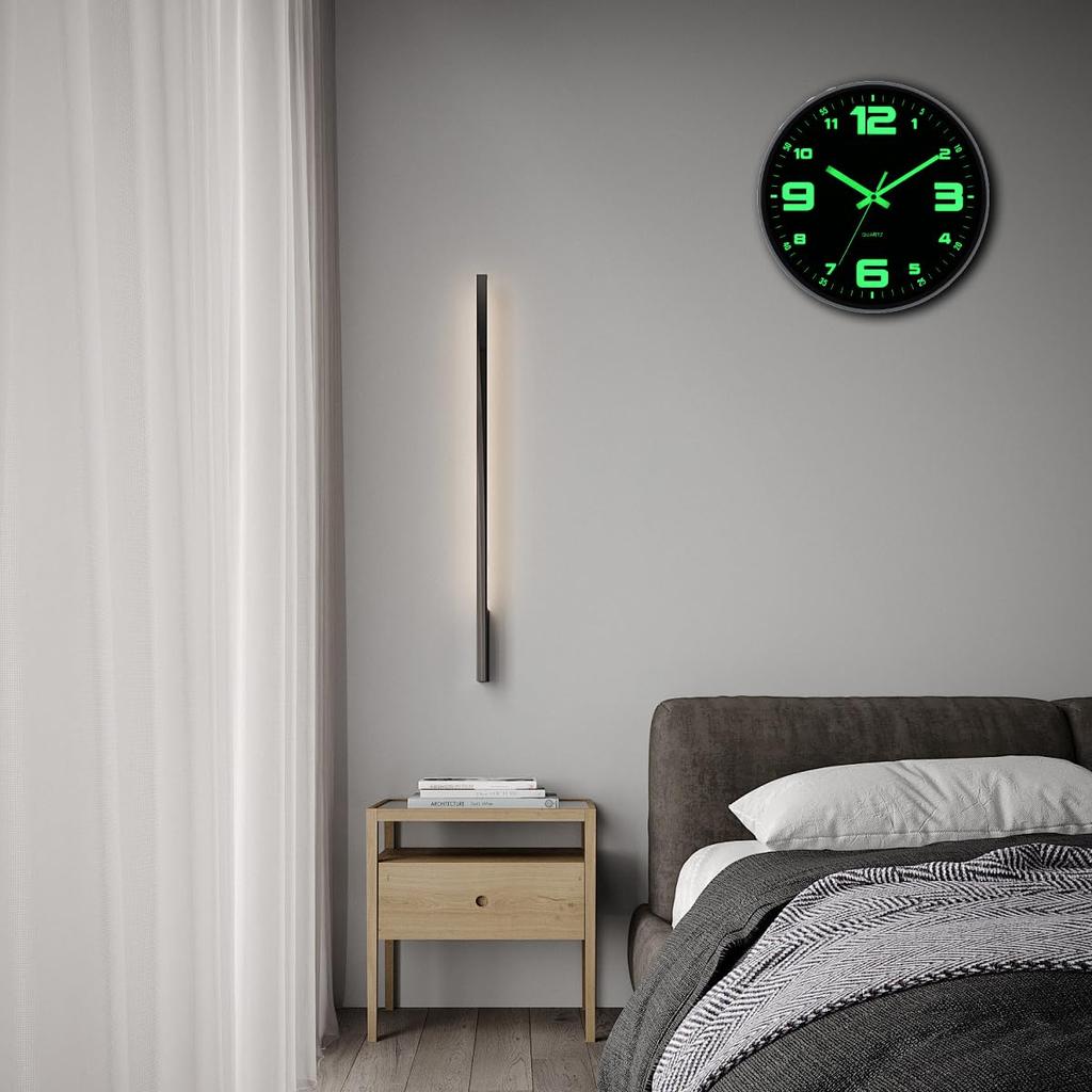 Wall Clock 3D Luminous Wooden Silent 30cm