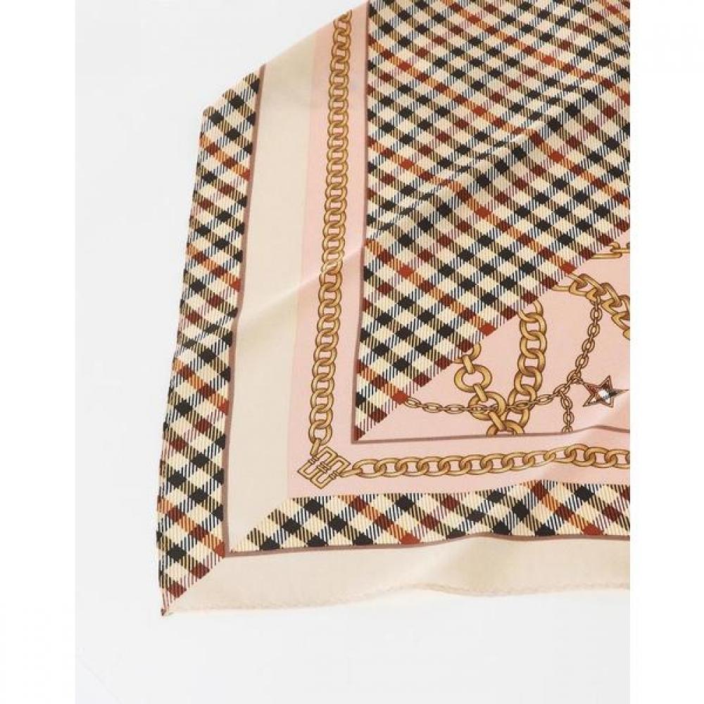Daks Beige Check Chain Scarf   Ring Set Dcsc2f825i2