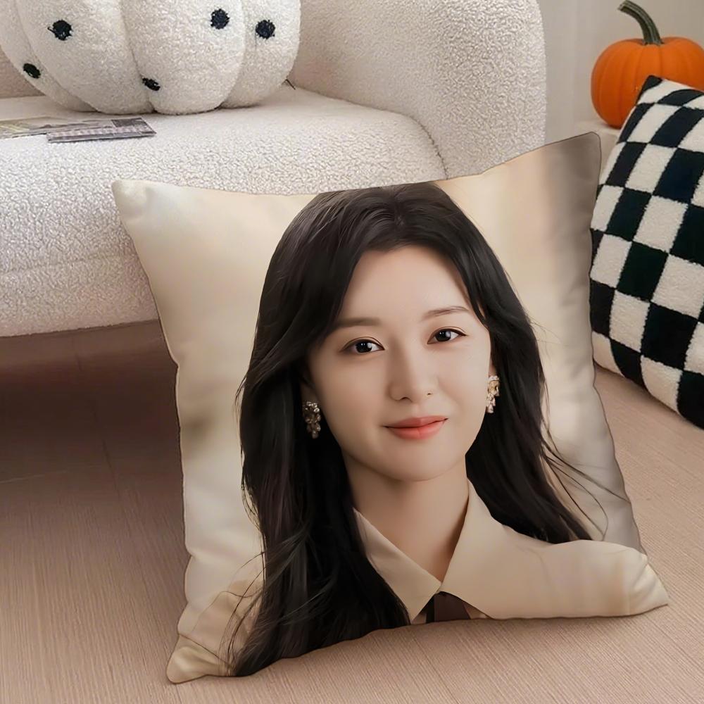 Talented Korean Beautiful Actress KKim Ji Won Cushion Cover Throw Pillow Cover Hidden Button Durable Polyester Chair Cushion