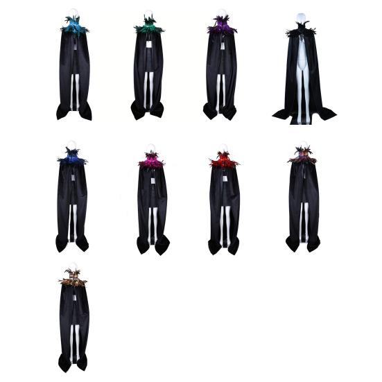 Хэллоуинская шаль из бархатной ткани, плащ костюма демона ангела, легкая застежка, воротник из искусственных перьев, плащ для косплея на Хэллоуин