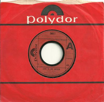 7-дюймовая пластинка SWEET - Love Is Like Oxygen POSP001 Polydor 1978 UK Рок Б/У