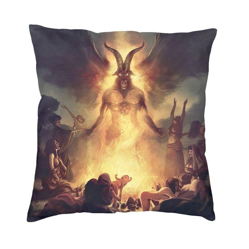 Роскошный чехол для подушки с изображением дьявола, сатаны, головы козла, 45x45 см, пентаграмма Бафомета, оккультная магия, наволочка, чехол для дивана, украшение наволочки