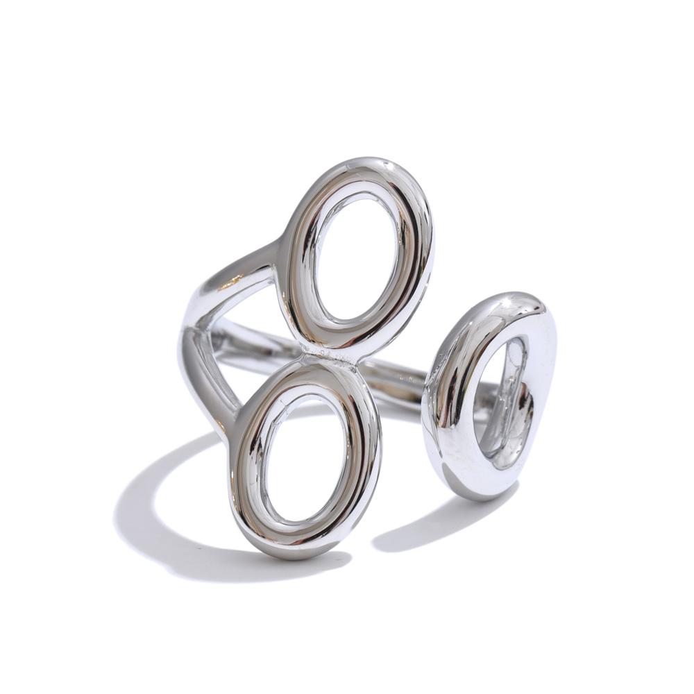 Eetit Personalized Stainless Steel Metal Hollow Geometric Adjustable Ring for Women Daily Wear Attractive Jewelry Gift