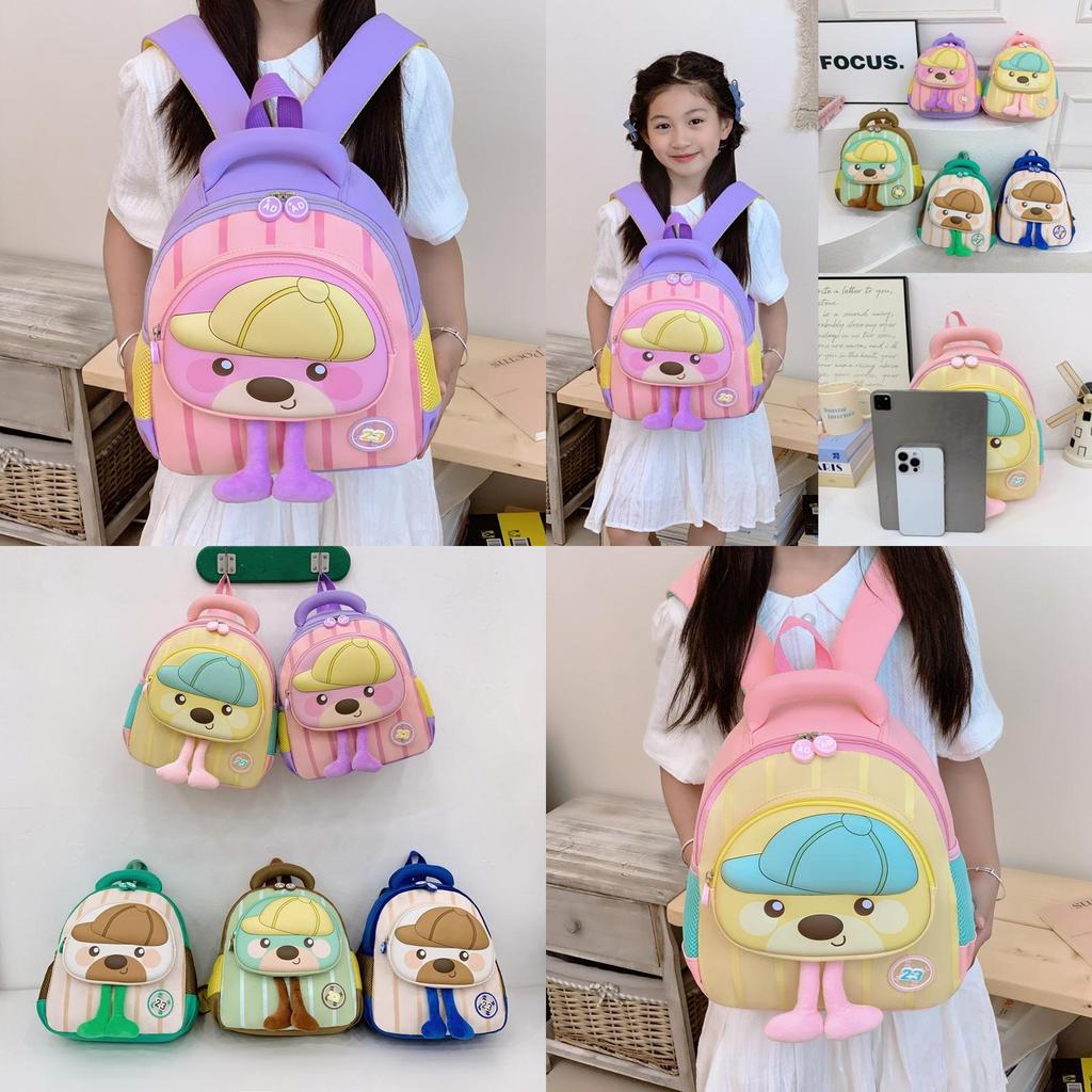 Cartoon Childrens Backpack With Animal Pattern And Padded Shoulder Straps For Kindergarten School Use