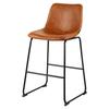 Bar Stool Set of 4, 65cm Counter Height Stools, Modern PU Leather Counter Barstool with Backrest, Metal Legs, Easy Assembly Armless Bar Chair, Island